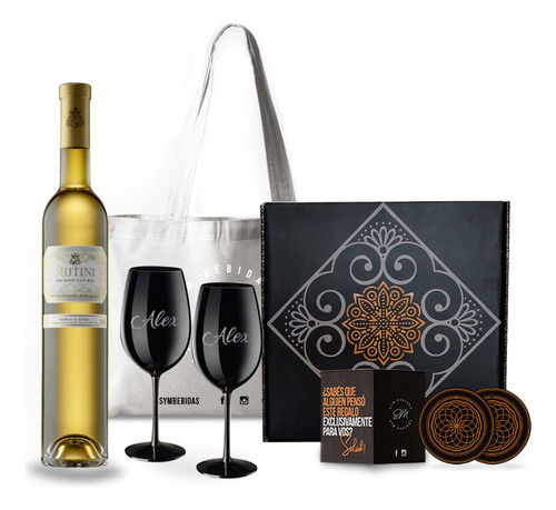 Box Regalo Rutini Vin Doux Copas Negras Grabadas