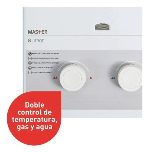 Calefont 8 Litros Tiro Natural Gas Licuado Master Splendid
