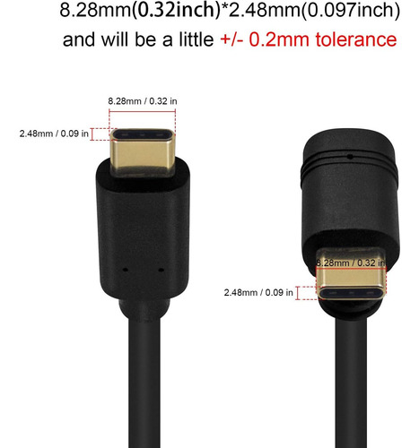 Cable Usb C A Usb C De 90 Grados De Poyiccot, 1 Pie, Tipo C