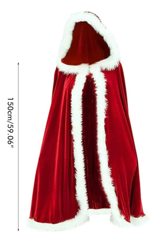 Capa De Papá Noel De Navidad Con Capucha Roja