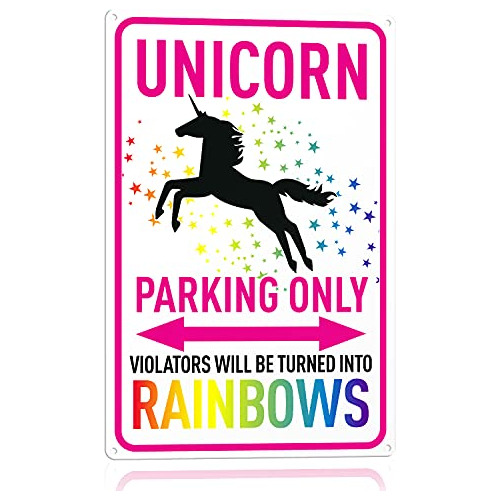 Cartel De  Estacionamiento De Unicornios Solamente , Di...