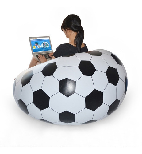 Imagen 3 de 3 de Sillon Inflable Pelota Futbol Puff Reforzado Palermo V Lopez