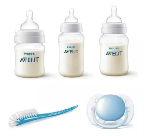 Set Recien Nacido Avent Natural 4 Mamaderas Chupete Cepillo