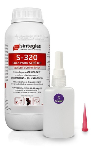 Kit Cola Acrílica Sinteglas S-320 Com Aplicador + Ponta