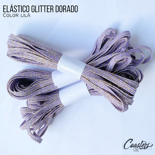 Elastico Glitter Plateado Lila Para Agendas