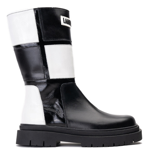 Bota Cuero Reah Blanco Negro Landazuri