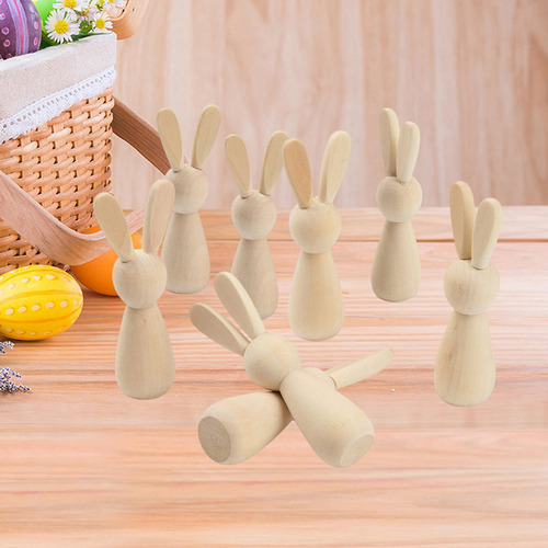 8x Pegado De Madera Muñecas De Muñecas Animales Diy