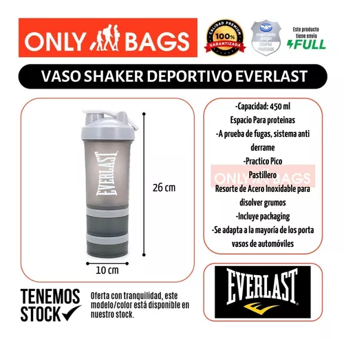 Vaso Deporte Shaker Mezclador Proteínas Pastillero Everlast