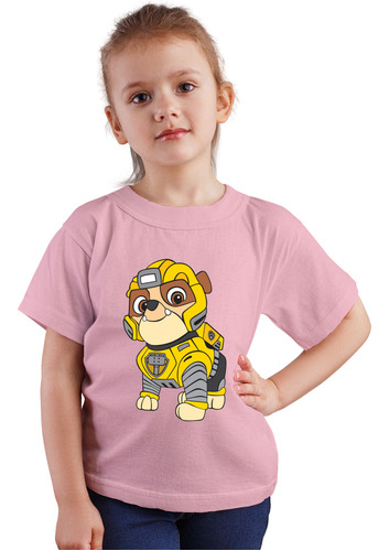 Polera Niños Paw Patrol Rubble Mighty Algodon Wiwi