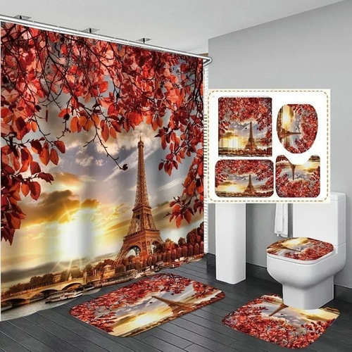 Imagen 4 de 8 de Juego De Baño Alfombrado Con Cortina Modelos En 3d.