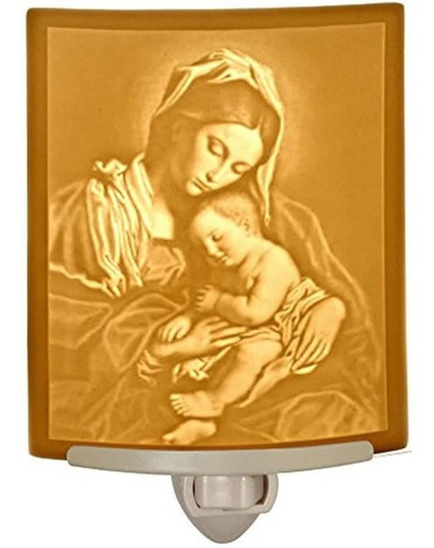 Madonna Y Niño  Madre Maria Curvada Porcelana Lithophane Lu