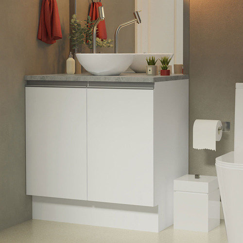 Vanitory Para Baño 80cm Madesa 2 Puertas Blanco
