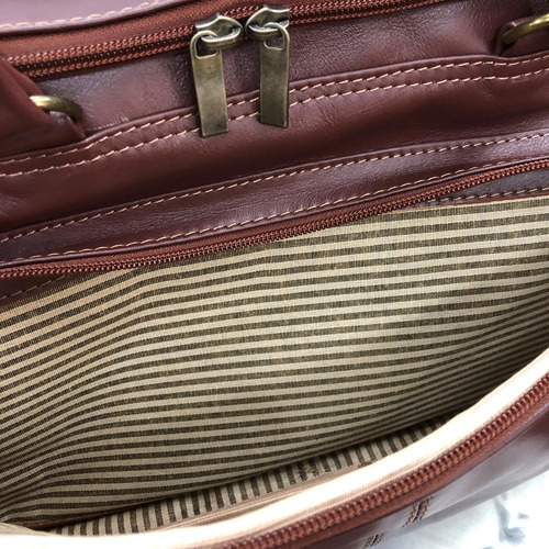 Bolso Cuero 100% Legitimo Tamaño Mano Berna Mossi Marrón Claro