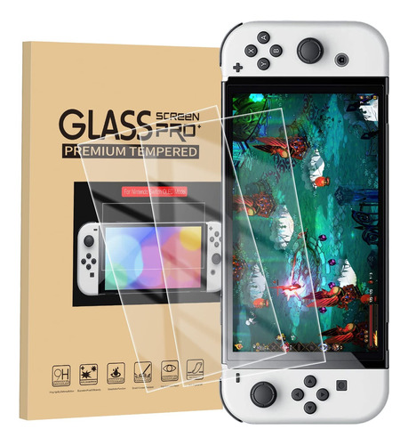 Mica De Vidrio Para Nintendo Switch Oled  Pack De 2 Unidades