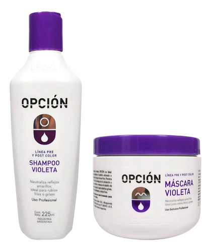 Kit Shampoo X225ml + Máscara X300ml Matizador Violeta Opcion