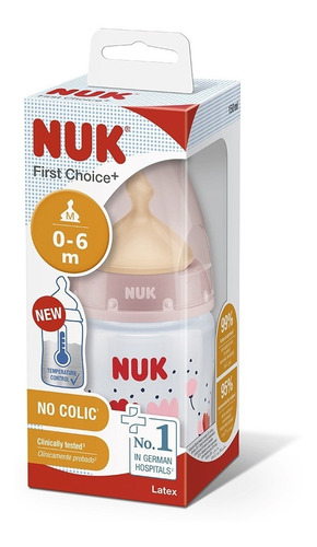 Mamadera Nuk 150ml Latex Control Temp Rosa - Bebés Y Niños