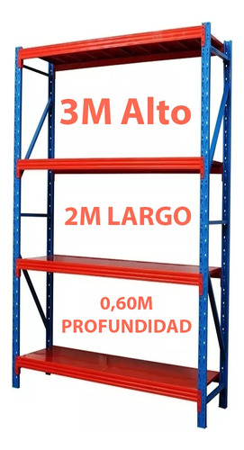 Estantería Metálica Con Tornillos 4 Niveles 3x2x0.6m 800 Kg