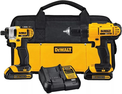 Taladro Inalámbrico Dewalt + Llave De Impac. + 2 Baterías 