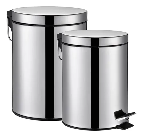 Set Cesto Tacho Basura Acero Inoxidable 5 Lts Y 20 Lts Pedal