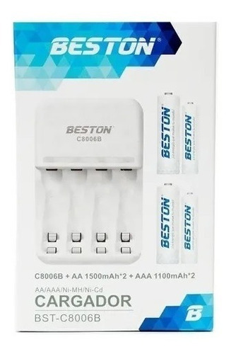 Imagen 2 de 2 de Bateria Beston Recargables Aa/aaa X 4 Pack + Cargador