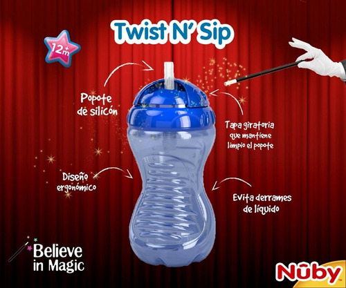 Vaso Nuby Twist N´ Sip Con Sorbete Y Tapa Gira 9923tw 12m+