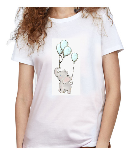 Camiseta Dama Estampada elefante Globos Ilustracion
