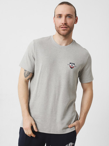 Camiseta C-neck Con Logo Hombre Tommy Hilfiger Gris