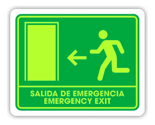 Señalamiento Salida De Emergencia Izq Esp/ing Foto 25x35