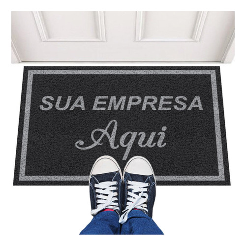 Tapete Capacho 200x50 Personalizado Logo Loja Comércio Comprimento 200 Cm Cor - Desenho Do Tecido Trama Vinílica 13mm Emborrachado Antiderrapante Largura 50 Cm