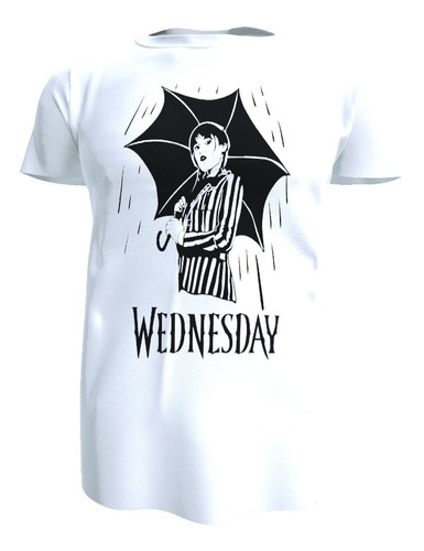 Polera Merlina Wednesday Addams Unisex Paraguas, Poliester 