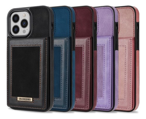 B Funda De Piel Tipo Cartera Con Tarjetero For iPhone Con