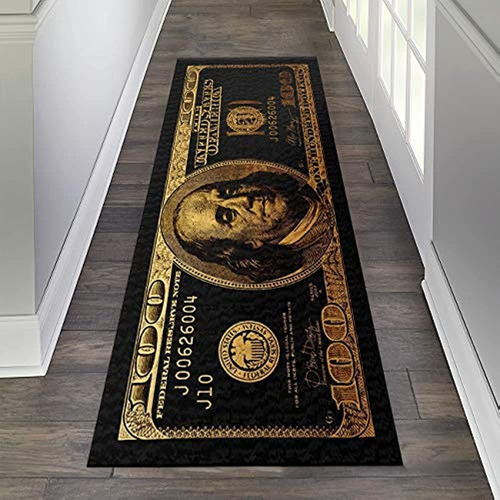 Black Gold Rugs 100 Dollar Bill Area Runner Money Rugs Alfom