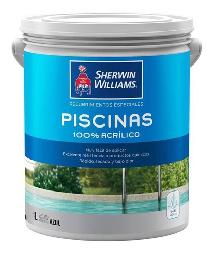 Pintura Para Piletas Piscinas Sherwin Acrilica 1 Lt Azul Med