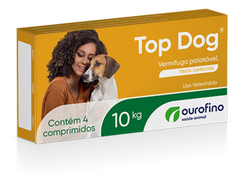 Top Dog 10kg Vermifugo Palatavel P/ Cães 4 Comprimid Giardia