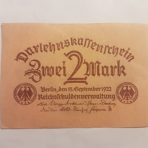 Billete Alemania 2 Marcos 1922 Notgeld