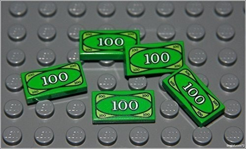 Lego Batman X5 Green Money Tile City $ 100 Dollar Bill Bank 