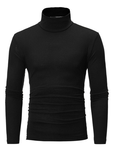 Polera Cuello Alto Polar Hombre Larga Premium Textura Suave