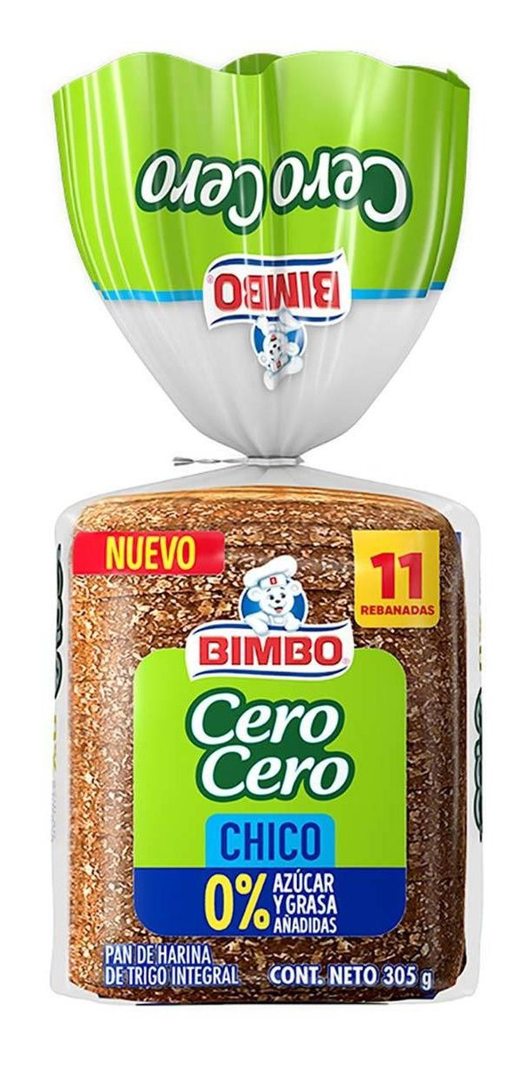 Pan Integral Bimbo Cero Cero 0% Azúcar Y Grasas Añadidas 305g