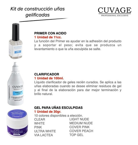 Imagen 2 de 3 de Kit Construcción Uñas Esculpidas Gelificadas Combo Gel Uv C