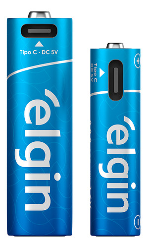 2 Pilhas Recarregável Aa Tipo C Com Cabo 2000mah Elgin