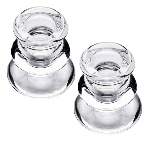 Portavelas De Cristal Transparente, Juego De 2 Portavelas.