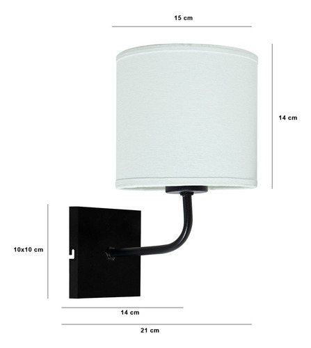 Lampara Aplique Velador Curvo Led Pared Dormitorio Pantalla Estructura Negro/Blanca