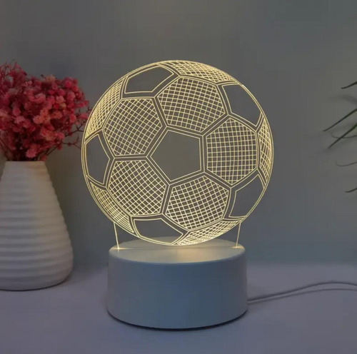 Lámpara 3d Luz Blanca Varios Modelos Balón Blanco
