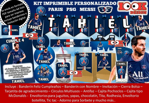 Kit Imprimible Candy Paris Germain Messi Psg Personalizado