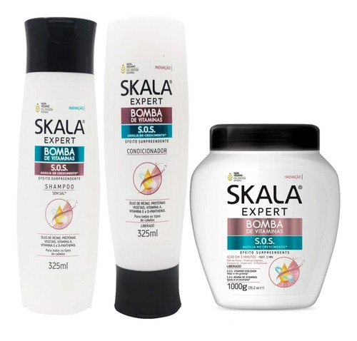 Skala Shampoo + Acondicionador + Mascara Bomba De Vitaminas