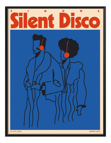 Poster Abstracto Lineal Silent Disco Zimowe Cuarto 80x40