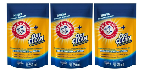 Detergente Oxi Clean Arm & Hammer Sin Cloro 550ml (3pzas)