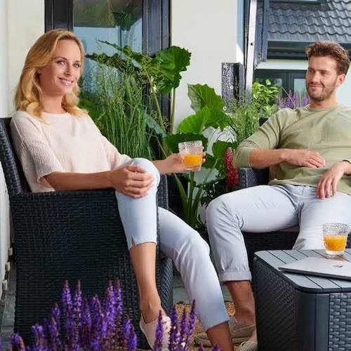 Set De Jardín Y Balcón Para Exterior Tipo Rattan Grafito