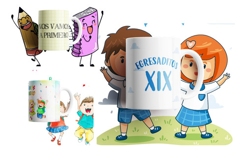 18 Tazas Polimero Personalizadas Jardin Niños Egresaditos