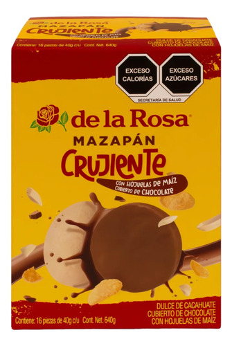 Mazapan Crujiente Con Chocolate De La Rosa 16 Pzas